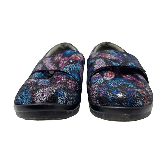 ALEGRIA Lauryn Nubuck Velcro Cross Strap Slip On Loafer Clogs - Picture 5 of 14